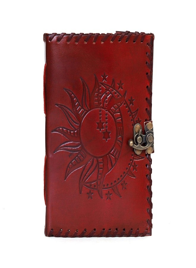 CREATIVE LEATHER ART دفتر يوميات جلدي من سي إل إيه، دفتر ملاحظات جلدي، دفتر يوميات عتيق، دفتر يوميات جلدي للرجال، دفتر يوميات جلدي للنساء، دفتر يوميات جلدي للشمس والقمر، (7 × 5 بوصة، برونزي - الشمس والقمر) - Image 2