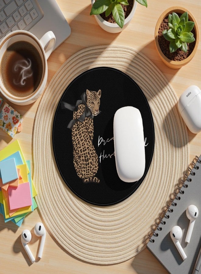 GTYNU Trendy Preppy Black Bow Leopard Mouse Pad for Desk, Inspirational Dream Big Cheetah Print Mousepad for Work Computers Laptop Home Office Dorm Desk Accessories, Girly Office Supplies, 7.9x7.9 - Image 3