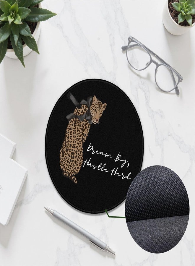 GTYNU Trendy Preppy Black Bow Leopard Mouse Pad for Desk, Inspirational Dream Big Cheetah Print Mousepad for Work Computers Laptop Home Office Dorm Desk Accessories, Girly Office Supplies, 7.9x7.9 - Image 5
