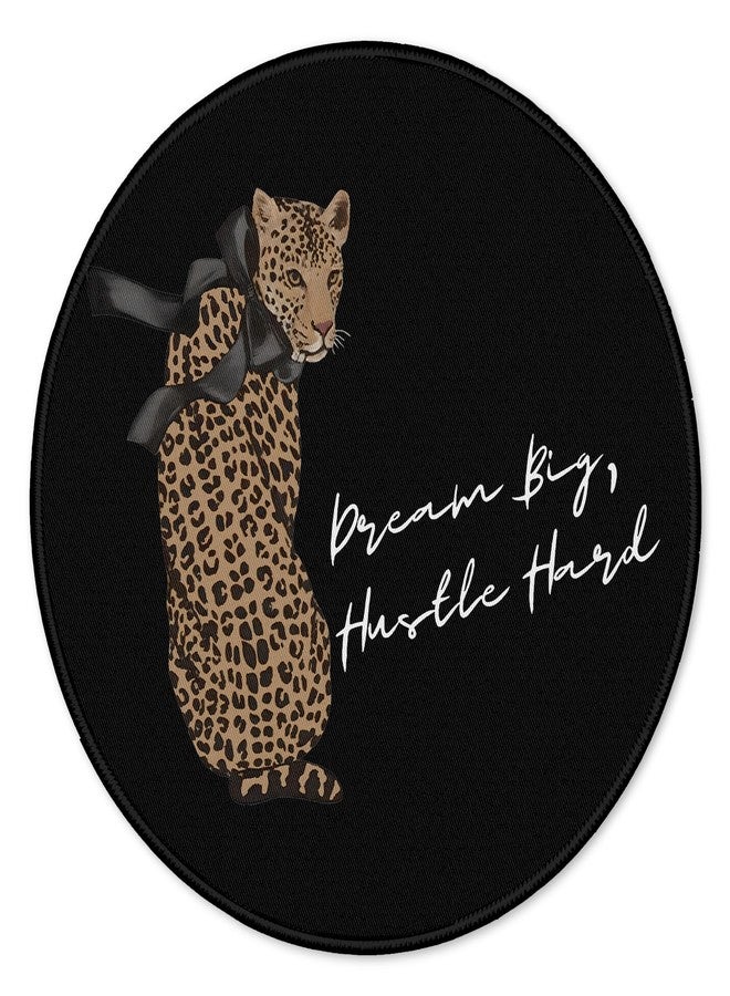 GTYNU Trendy Preppy Black Bow Leopard Mouse Pad for Desk, Inspirational Dream Big Cheetah Print Mousepad for Work Computers Laptop Home Office Dorm Desk Accessories, Girly Office Supplies, 7.9x7.9 - Image 1