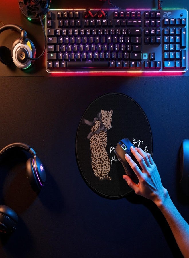 GTYNU Trendy Preppy Black Bow Leopard Mouse Pad for Desk, Inspirational Dream Big Cheetah Print Mousepad for Work Computers Laptop Home Office Dorm Desk Accessories, Girly Office Supplies, 7.9x7.9 - Image 4