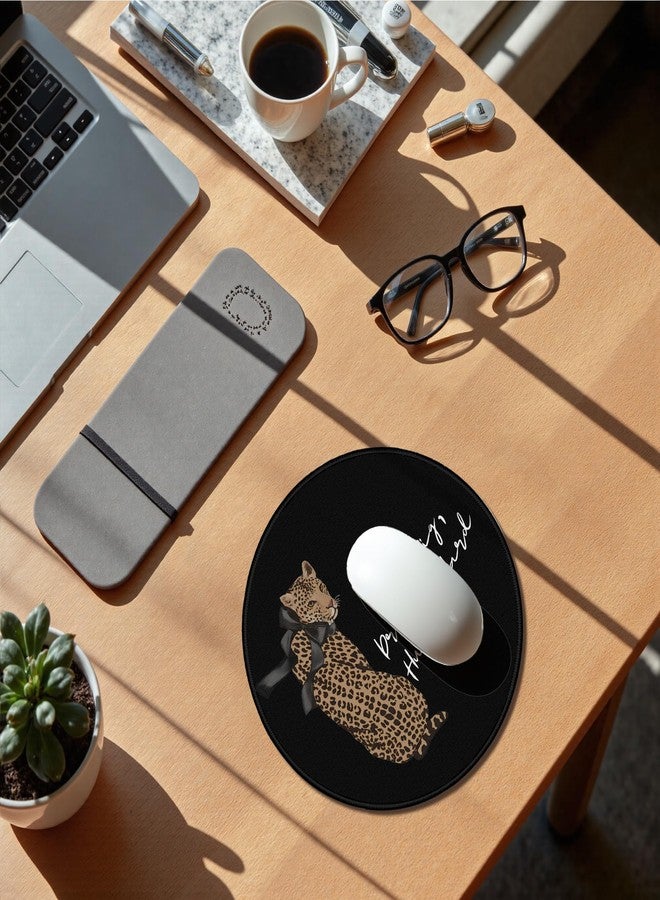 GTYNU Trendy Preppy Black Bow Leopard Mouse Pad for Desk, Inspirational Dream Big Cheetah Print Mousepad for Work Computers Laptop Home Office Dorm Desk Accessories, Girly Office Supplies, 7.9x7.9 - Image 2