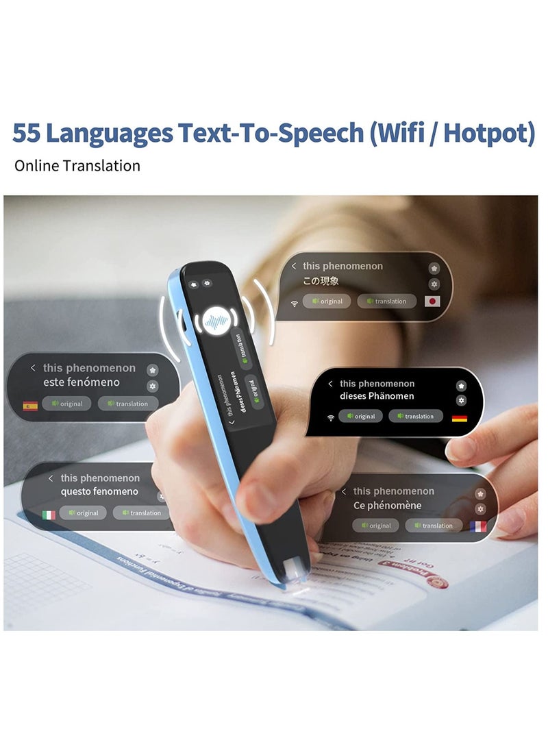 Upgraded Scan Reader Pen, 16GB Dictionary Mobile Scanner Translator Scanning Pen, 112 Language OCR Digital Reader Pen Voice Translator Device, Text&Phonetic Multilingual Translation (Pen 3Pro