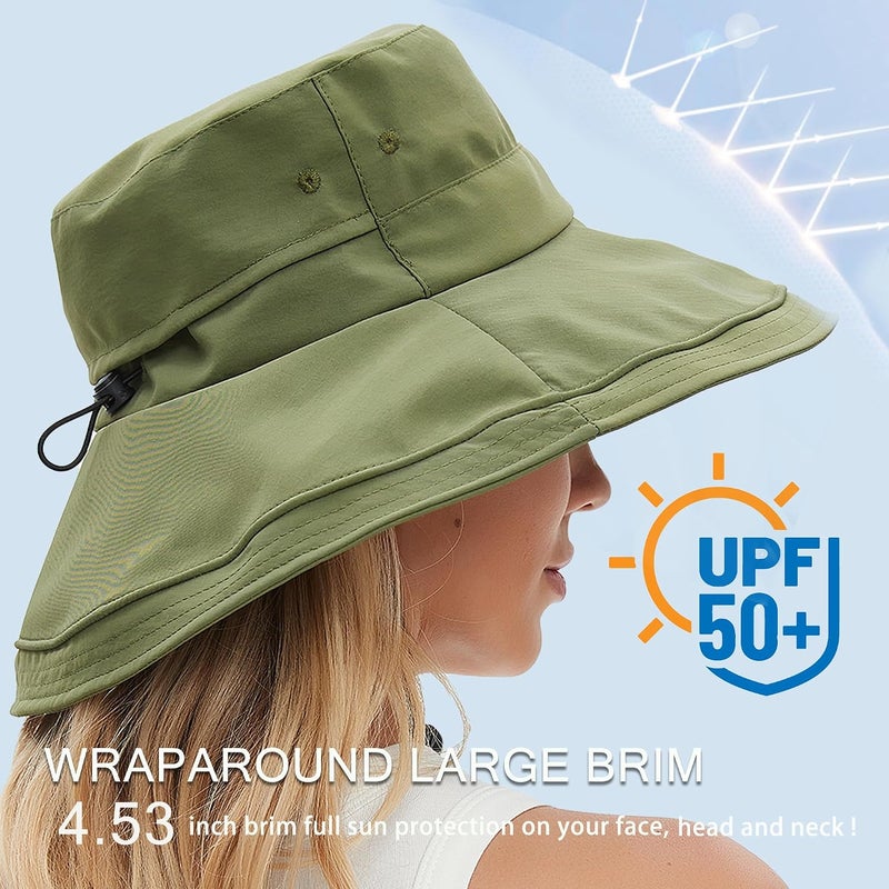 vidsel Sun Hats for Women Wide Brim Beach Gardening Fishing Hat Ponytail Fold-Up Summer Travel Cap Sun Protection - Image 2
