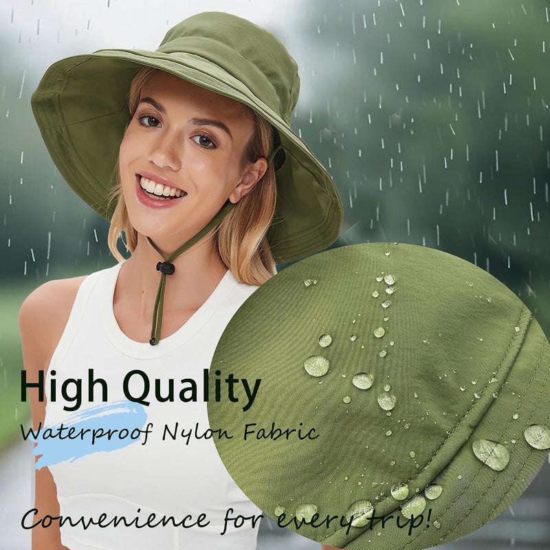 vidsel Sun Hats for Women Wide Brim Beach Gardening Fishing Hat Ponytail Fold-Up Summer Travel Cap Sun Protection - Image 3