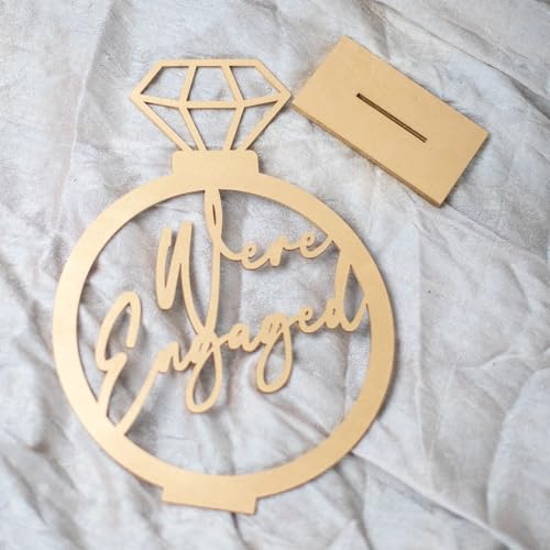 QENWWENG We're Engaged Table Sign,Engagement Party Decorations,Engaged Centerpiece, Engagement Ring Decorations,Engaged Party Decorations,Engagement Party Sign - Image 2