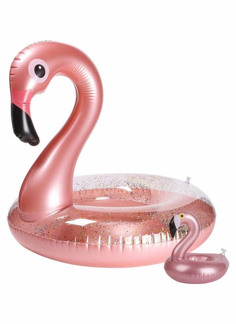 Flamingo Shape Inflatable Pool Float with Pool Drink Holder