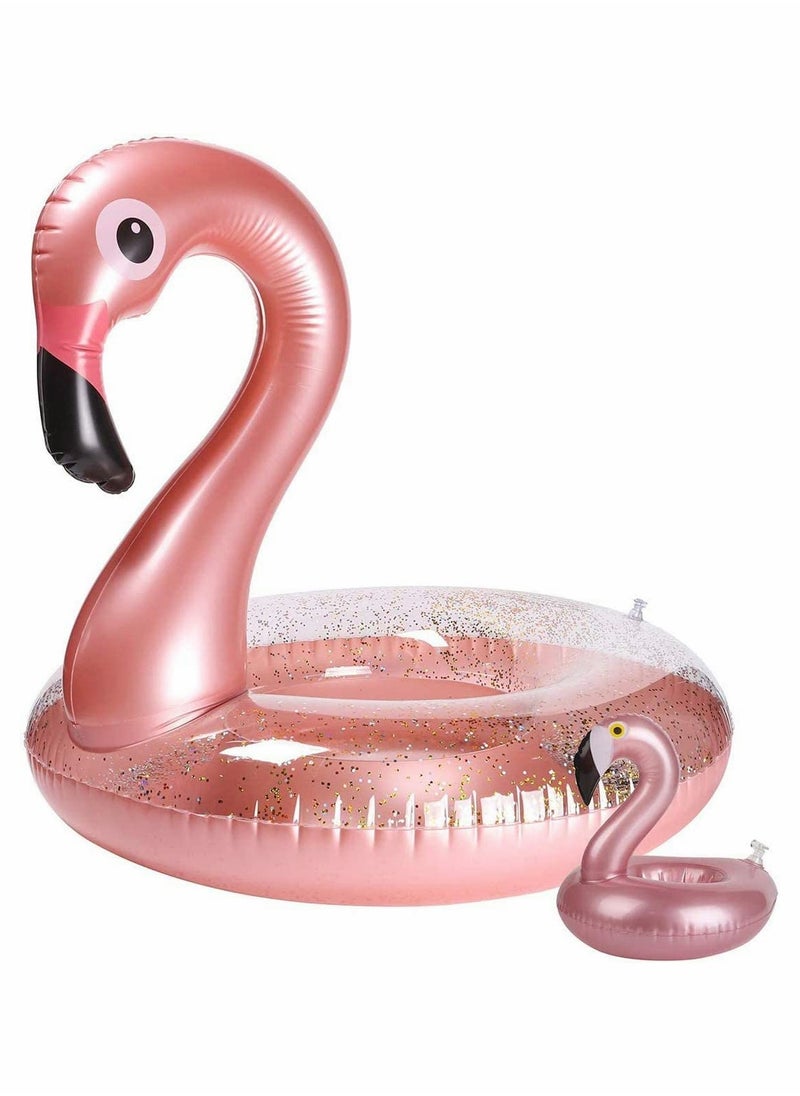 Excefore - Flamingo Shape Inflatable Pool Float with Pool Drink Holder - Image 1