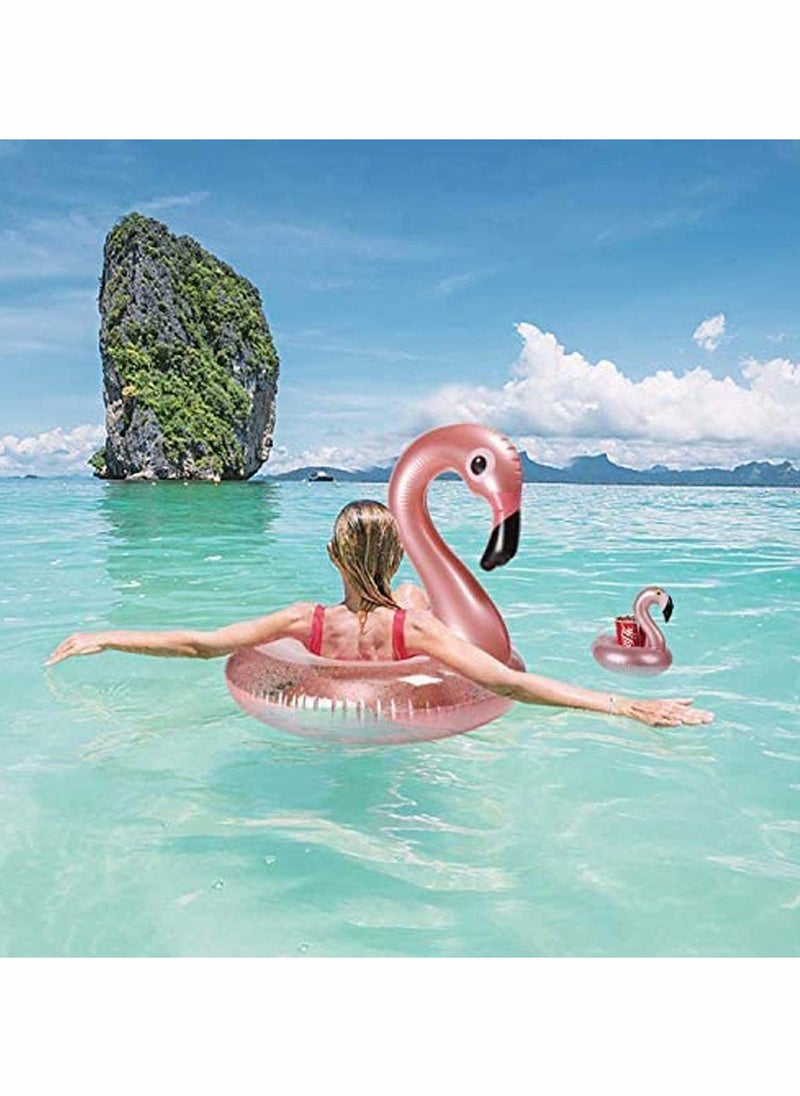 Excefore - Flamingo Shape Inflatable Pool Float with Pool Drink Holder - Image 1
