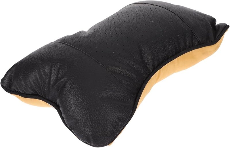 Bone Shaped Car Neck Pillow PU Leather Neck Support Cushion for Driving and Sleeping - Image 1