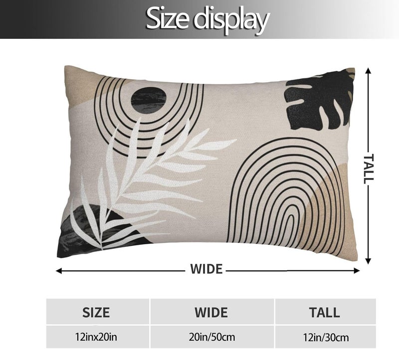 JEFERSO Boho Black Pillow Covers 12x20 Set of 2 Mid Century Beige Tropical Leaf Throw Pillow Covers Outdoor Decor Modern Abstract Decorative Pillow Cases Farmhouse Linen Cushion Case for Couch Sofa - Image 2