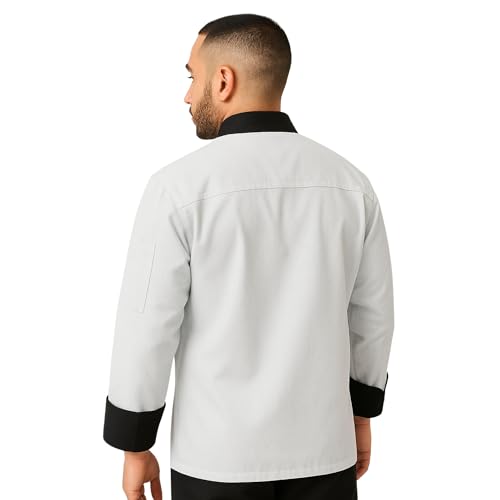 uniformer Full Sleeves Chef Coat for Men | Double-Breasted Chef Coat With Reversible Closure | Comfortable & Stylish | Easy Care & Breathable | Ideal for Chefs, Cooks, and Kitchen Staff (White_L) - Image 3