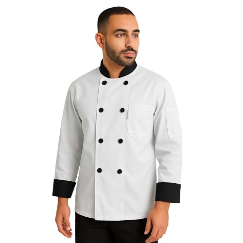 uniformer Full Sleeves Chef Coat for Men | Double-Breasted Chef Coat With Reversible Closure | Comfortable & Stylish | Easy Care & Breathable | Ideal for Chefs, Cooks, and Kitchen Staff (White_L) - Image 2