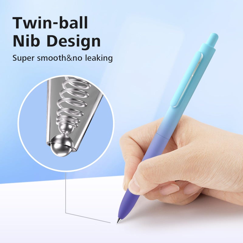 WRITECH Fine Point Gel Pens: 0.5mm Retractable Black Ink 6ct Smooth Writing No Bleed with Aesthetic Gradient Color Pen Barrel for Journaling Note Taking Sketching - Image 2