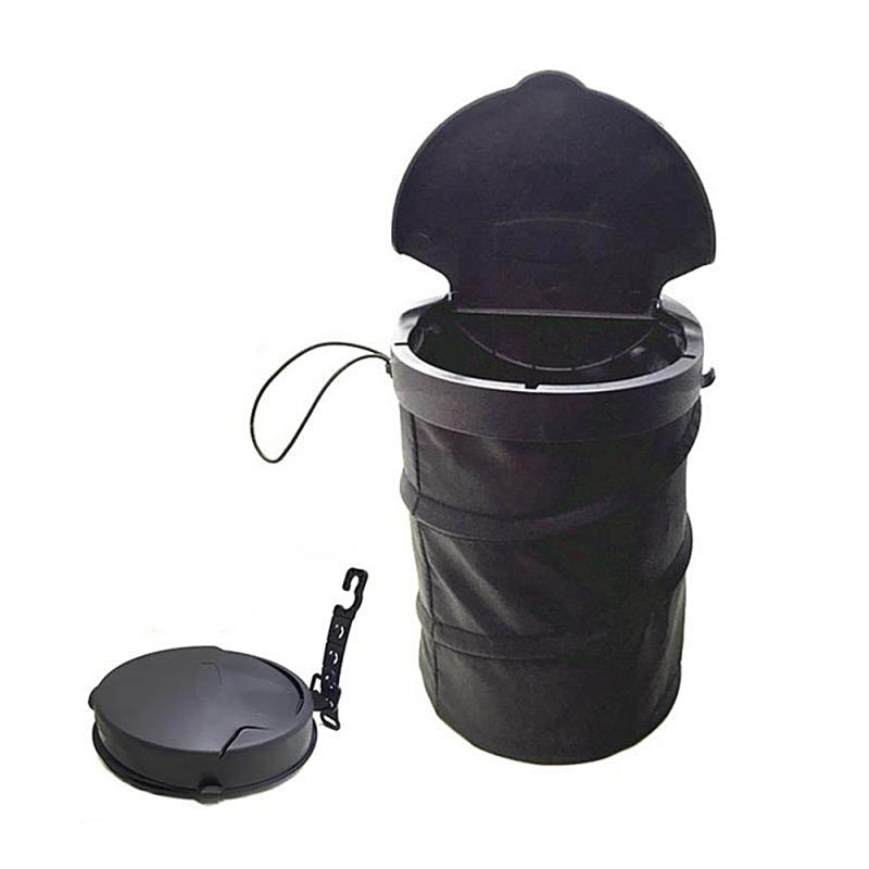 Foldable Trash Can: Black High-grade Durable Small Size Large Capacity Adjustable Height Trash Storage Bin - Space-saving Design Car Trash Can for Car Interior, Back Of Chair, Air Outlet Use - Image 1