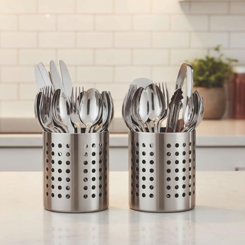 FINALITY stainless steel cutlery holder for kitchen - spoon holder stand organiser, knife holder, spoon stand for kitchen steel - 11 and 12cm - Image 2