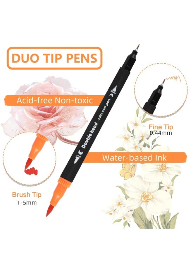 SUPER TOY 12 Dual Tip Brush Pens Felt Tip Art Markers Pen Set 12 Colors for Kids and Adults Colouring Book Supplies Fineliner Tip Brush Marker for Drawing Sketching - Image 3
