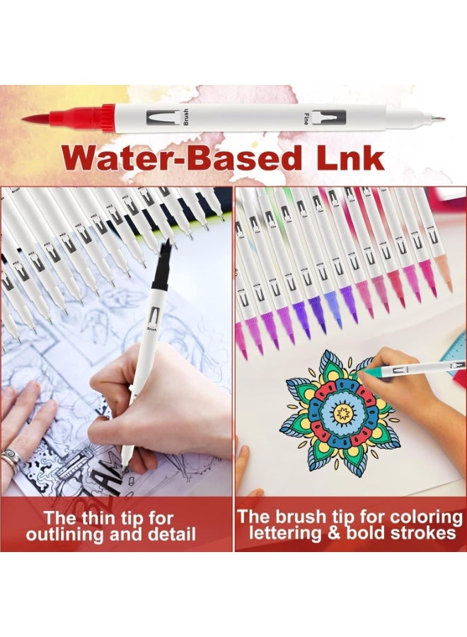 SUPER TOY 12 Dual Tip Brush Pens Felt Tip Art Markers Pen Set 12 Colors for Kids and Adults Colouring Book Supplies Fineliner Tip Brush Marker for Drawing Sketching - Image 5