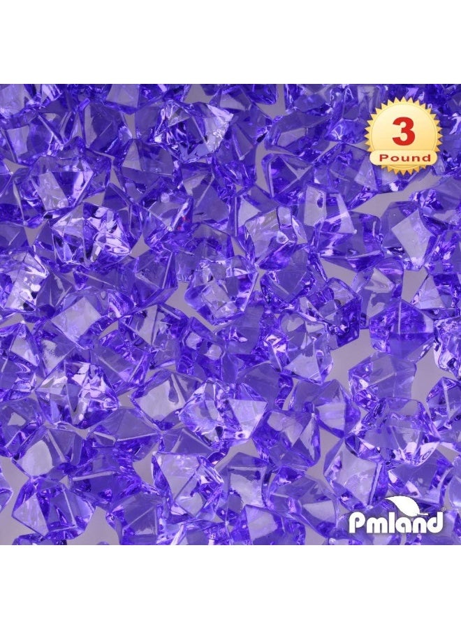 PMLAND صخور الثلج المزيفة الشفافة من PMLAND - 550 قطعة من الجواهر الأرجوانية الكبيرة من الأكريليك، ألماس بلاستيكي مهروس، 3 أرطال / 2.25 كوارت من حشوات الأواني الكبيرة لتزيين حفلات الزفاف - Image 4