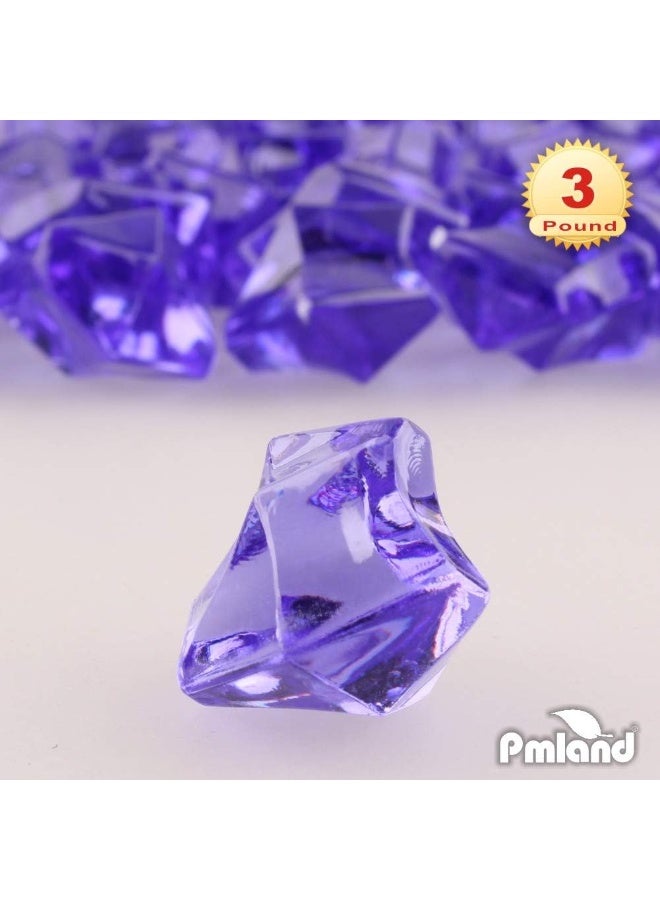 PMLAND صخور الثلج المزيفة الشفافة من PMLAND - 550 قطعة من الجواهر الأرجوانية الكبيرة من الأكريليك، ألماس بلاستيكي مهروس، 3 أرطال / 2.25 كوارت من حشوات الأواني الكبيرة لتزيين حفلات الزفاف - Image 2