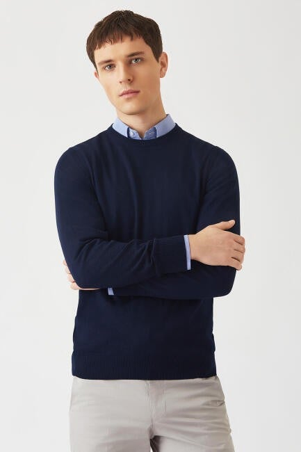 Bisse Men's Crew Neck Knitwear LACİ TR22K22200_D39  - Image 1