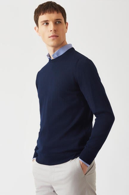 Bisse Men's Crew Neck Knitwear LACİ TR22K22200_D39  - Image 3