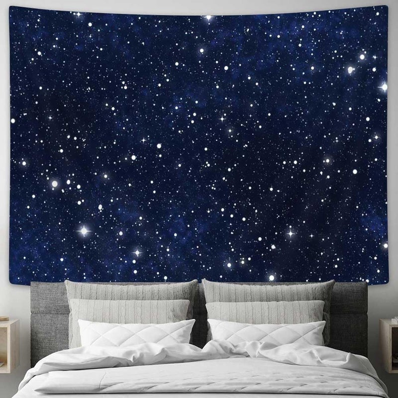 Drgilau Night Sky Stars Tapestry Wall Hanging, Dark Blue Galaxy Universe Space Room Wall Art Tapestries, Starry Sky Cosmic Fantasy Abstract Aesthetic Wall Tapestry for Bedroom Livingroom Office Dorm - Image 1