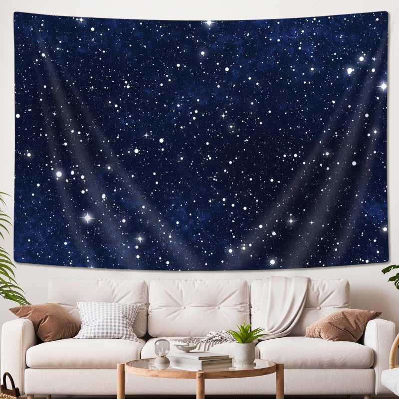 Drgilau Night Sky Stars Tapestry Wall Hanging, Dark Blue Galaxy Universe Space Room Wall Art Tapestries, Starry Sky Cosmic Fantasy Abstract Aesthetic Wall Tapestry for Bedroom Livingroom Office Dorm - Image 4