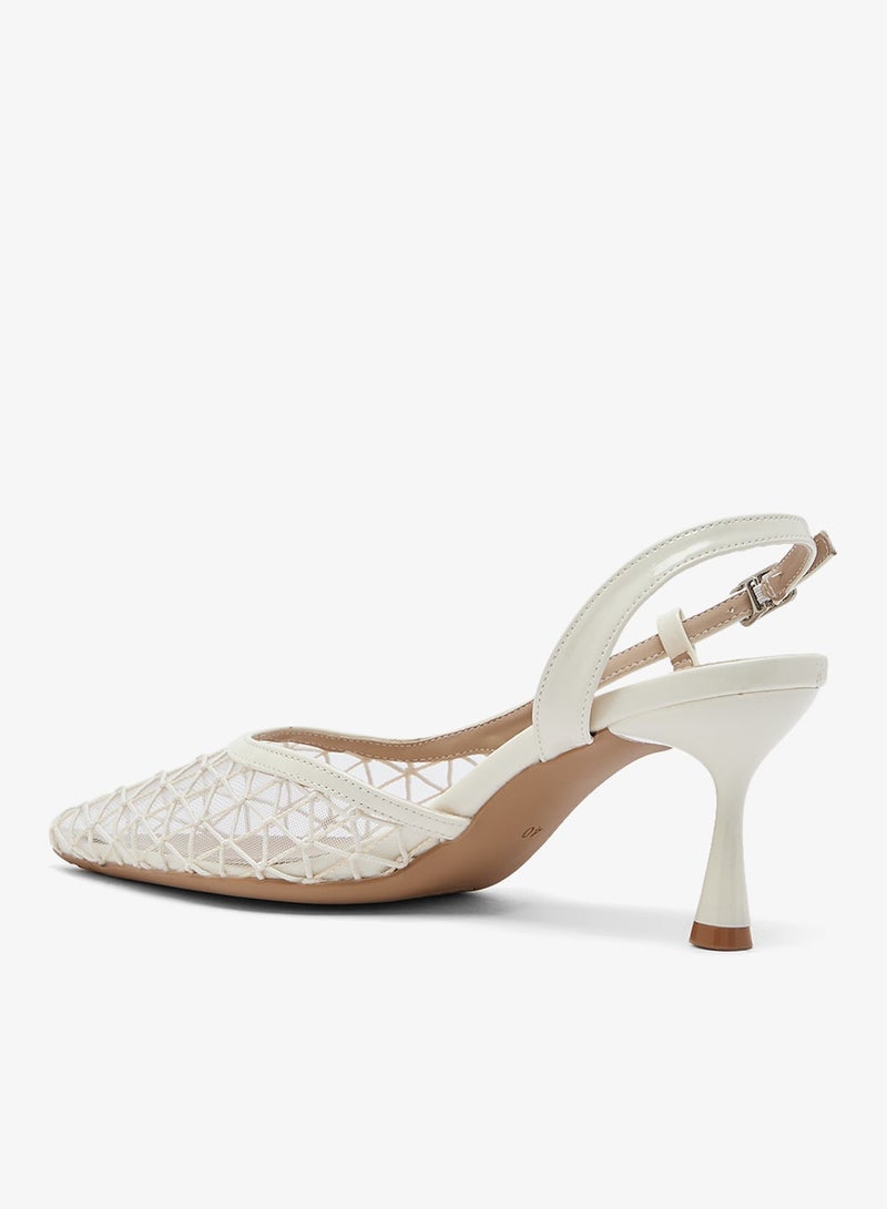 ايلا حذاء بكعب رفيع مزين بالشبك وحزام خلفي - Image 4