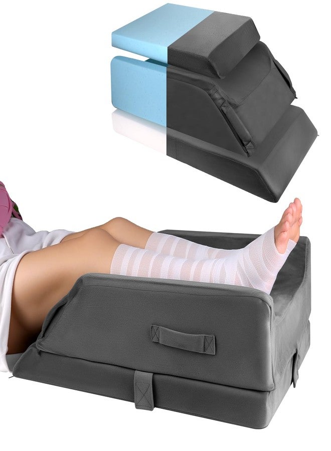 CIVJET 3-Height Adjustable Leg Elevation Pillows for after Surgery-Memory Foam Bolster for Both Legs, with Wedge & Knee Support, Enhances Sleeping Blood Circulation, Washable Velvet Cover, Comfortable - Image 1
