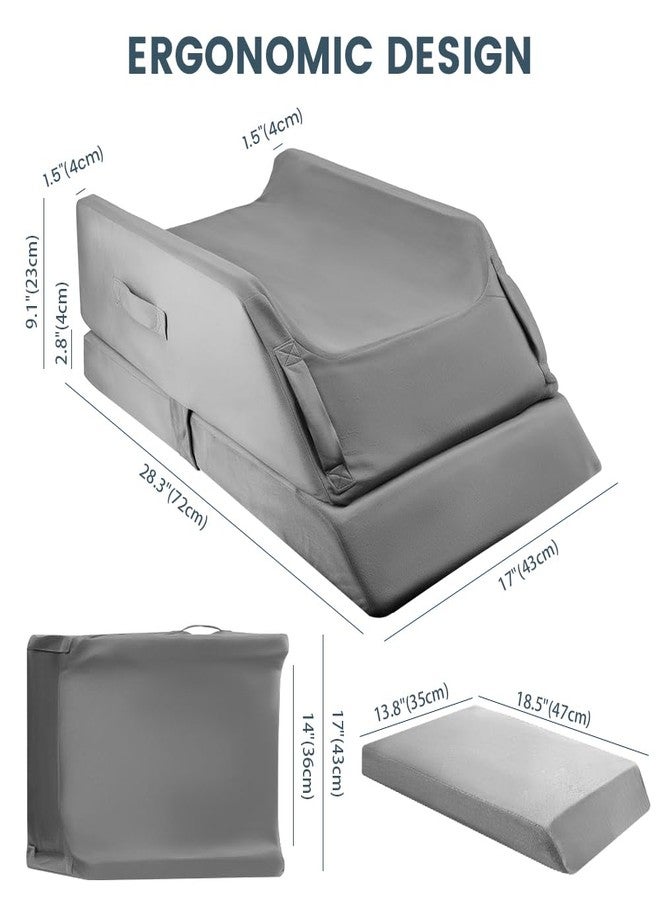 CIVJET 3-Height Adjustable Leg Elevation Pillows for after Surgery-Memory Foam Bolster for Both Legs, with Wedge & Knee Support, Enhances Sleeping Blood Circulation, Washable Velvet Cover, Comfortable - Image 4