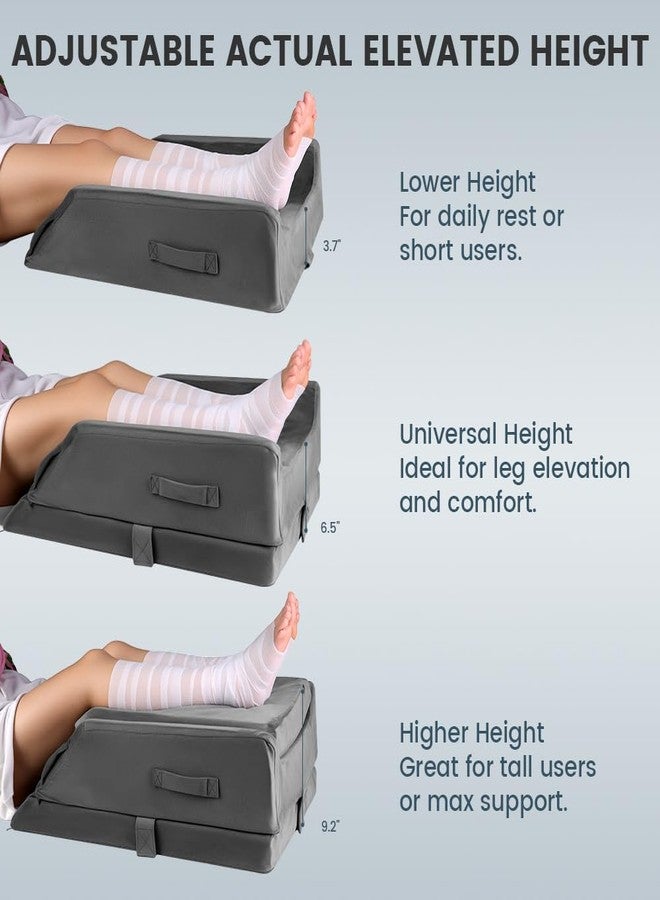 CIVJET 3-Height Adjustable Leg Elevation Pillows for after Surgery-Memory Foam Bolster for Both Legs, with Wedge & Knee Support, Enhances Sleeping Blood Circulation, Washable Velvet Cover, Comfortable - Image 2