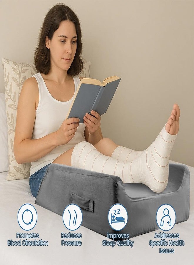 CIVJET 3-Height Adjustable Leg Elevation Pillows for after Surgery-Memory Foam Bolster for Both Legs, with Wedge & Knee Support, Enhances Sleeping Blood Circulation, Washable Velvet Cover, Comfortable - Image 3