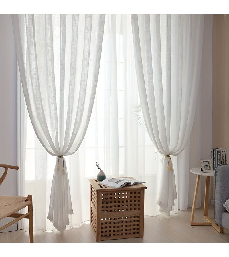 2 Pieces Nordic Minimalist Solid Color Cross Stitch 51.97 X 62.99 Inches For Living Room Bedroom Balcony Office Decoration - Image 1