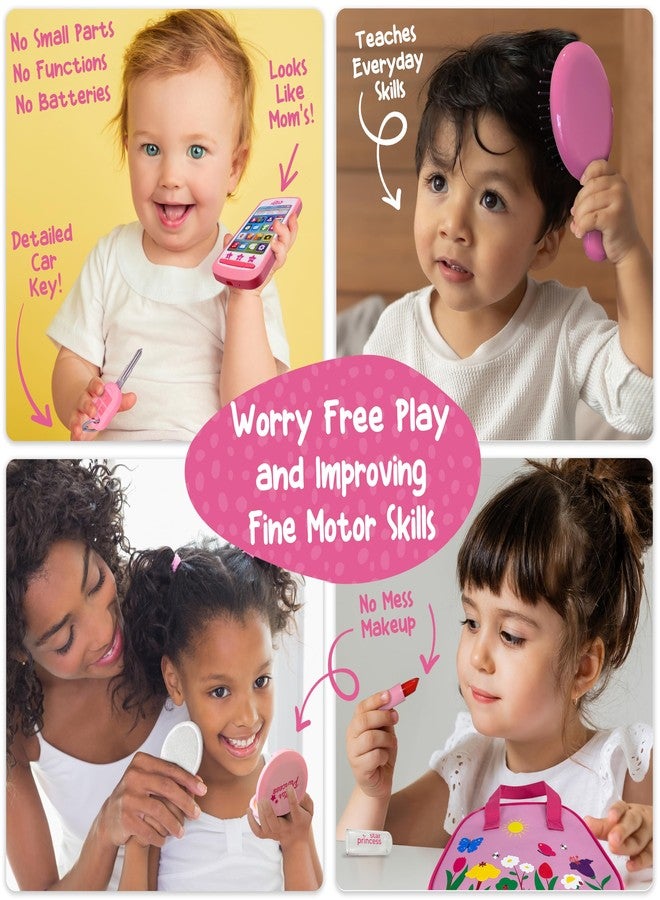 Star Princess Play Purse for Toddlers - Toddler Girl Toys 2-3 Years Old with Accessories, Pretend Makeup, Keys, Smartphone, Toddler Toy Purse for Little Girls - Birthday Gift for Toddlers Girls 18 Months + - Pink - Image 4