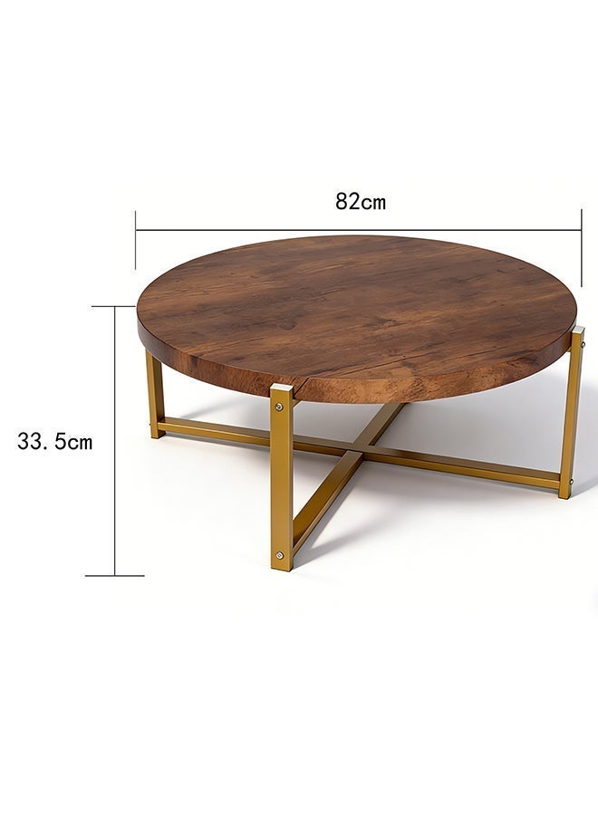Migue home طاولة قهوة دائرية عصرية لغرفة المعيشة، سهلة التجميع، 33.5 سم ارتفاع × 82 سم عرض، لون الجوز والذهب - Image 4