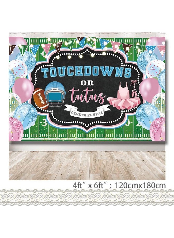 Rarcoirs - Touchdowns Or Tutus Gender Reveal Backdrop Green Grass Sports Boy Or Girl Background For Photography Pink And Blue Balloons Pregnant Announcement Football Banner Supplies 71X47Inch - Image 1