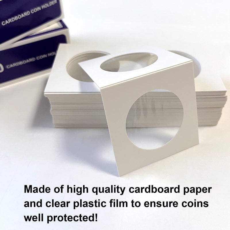 Unixing 200pcs Cardboard Coin Holders Flip 2" x 2" Coin Flips for Coin Collection in 4 Sizes, Currency Holders for Coin Collection Supplies - Image 5