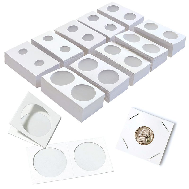 Unixing 200pcs Cardboard Coin Holders Flip 2" x 2" Coin Flips for Coin Collection in 4 Sizes, Currency Holders for Coin Collection Supplies - Image 1