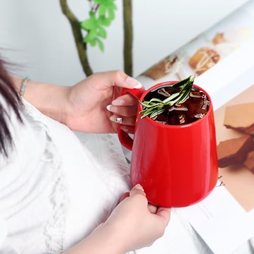 Smilatte 24 OZ Large Coffee Mug, Nice Ceramic Boss Tea Cup with Big Handle for Dad Men Women, Unique Style For Any Kitchen, Red - Image 4