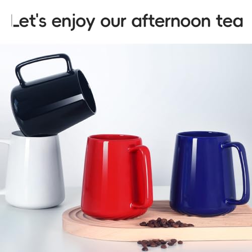 Smilatte 24 OZ Large Coffee Mug, Nice Ceramic Boss Tea Cup with Big Handle for Dad Men Women, Unique Style For Any Kitchen, Red - Image 5