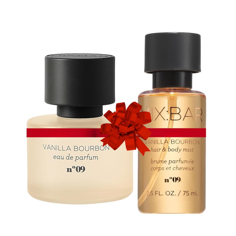 MIX:BAR مجموعة عطر ومزيل جسم فانيلا بوربون من MIX:BAR | ماء عطر + 2.5 أونصة رذاذ جسم صغير | عطر دافئ، حلو، يدوم طويلاً | مناسب للسفر، خالي من القسوة، نباتي - Image 1