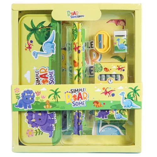 Tusmad Stationery Set for Kids – 12 Pcs School Supplies Kit with Pencil Case, Pencils, Eraser, Sharpener, Ruler & More – Cute Return Gift for Girls Ages 6–12 Years (Yellow Color) - Image 1