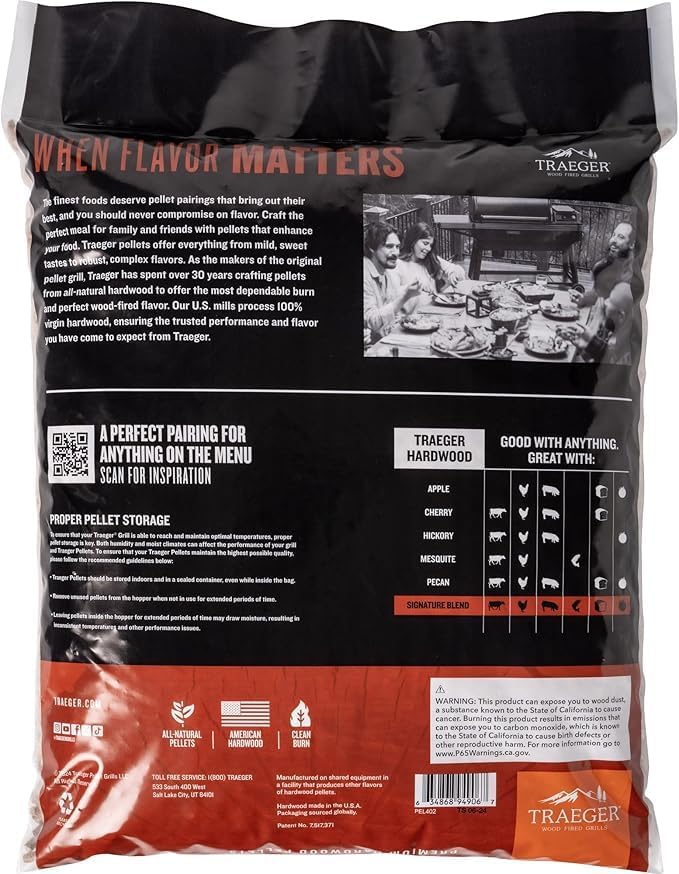 TRAEGER Grills Signature Blend 100% All-Natural Wood Pellets for Smokers and Pellet Grills, BBQ, Bake, Roast, and Grill, 20 lb. Bag - Image 3