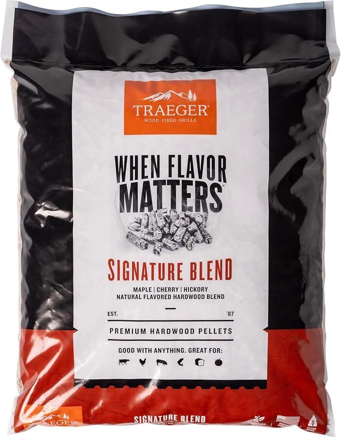 TRAEGER Grills Signature Blend 100% All-Natural Wood Pellets for Smokers and Pellet Grills, BBQ, Bake, Roast, and Grill, 20 lb. Bag - Image 1