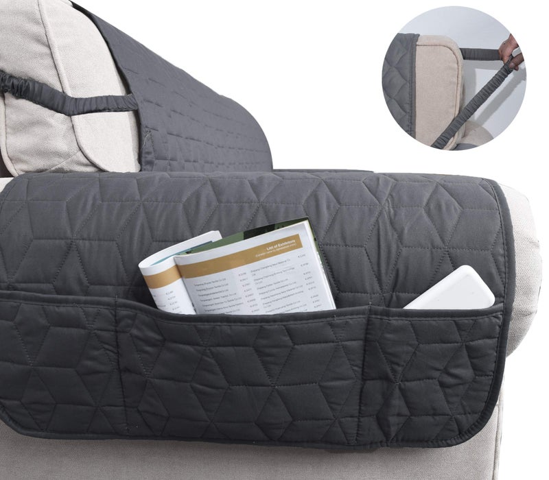Ameritex Waterproof Nonslip Recliner Cover Christmas Decor Stay in Place, Dog Couch Recliner Cover Furniture Protector for Pets and Kids (Dark Grey, 23'') - Image 3