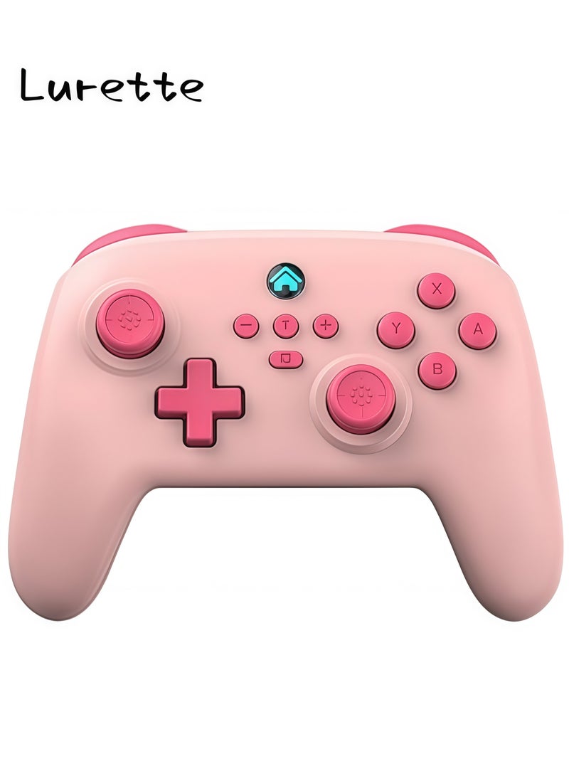 Wireless Switch Controllers , 6-Axis Gyro, Turbo Function, Compatible with Switch/PC (Wireless)/iOS/Android, All Functions Included with a Stylish Design and Cute Color - Pink - Image 1