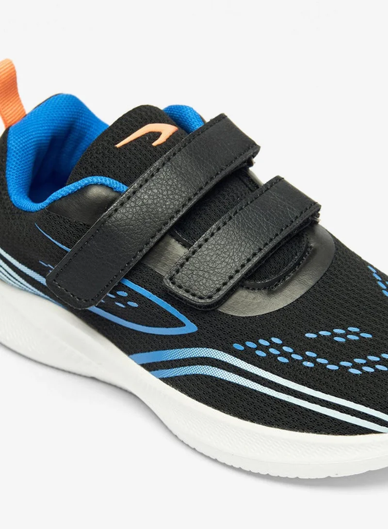 Dash Mesh Detail Sports Shoes with Hook and Loop Closure