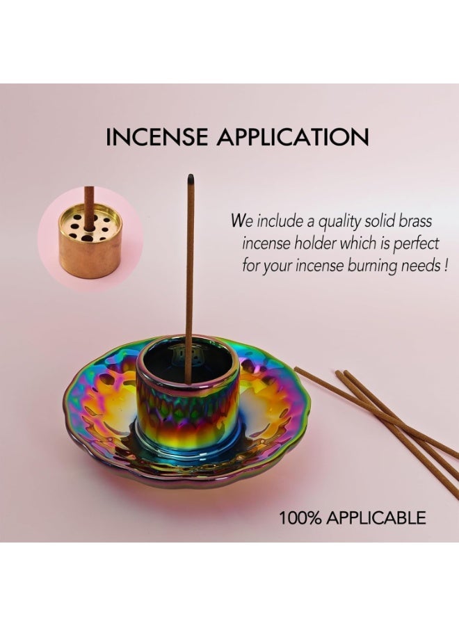 HZYH Incense Burner Holder, Candle Sticks Holder Tray, Sage Holder for Burning, Ceramic Ash Catcher Tray, Smudge Sticks Tray, Meditation Yoga Accessories Décor - Image 5