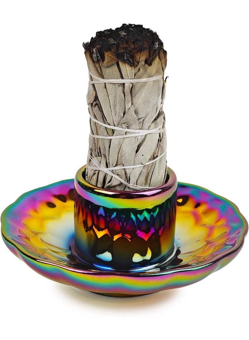 HZYH Incense Burner Holder, Candle Sticks Holder Tray, Sage Holder for Burning, Ceramic Ash Catcher Tray, Smudge Sticks Tray, Meditation Yoga Accessories Décor - Image 1